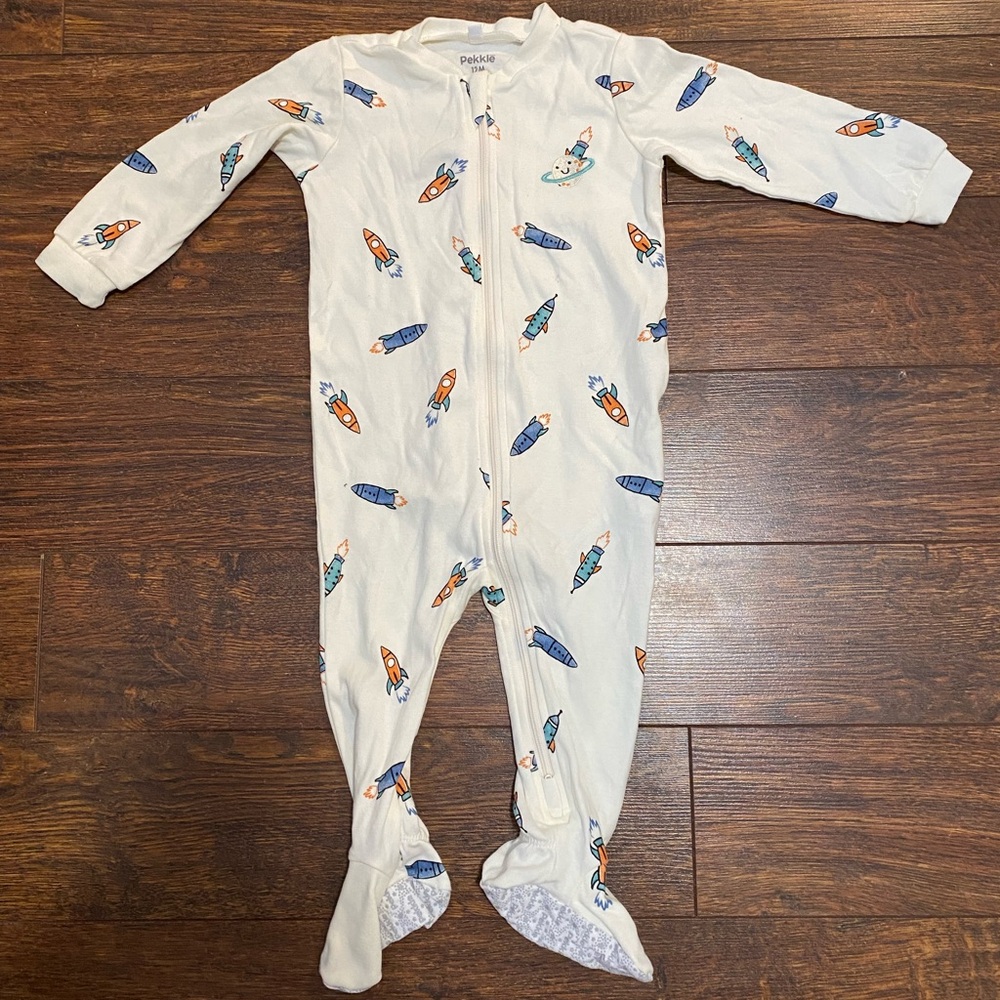 Pekkle's White Rocket Print Kids One Piece